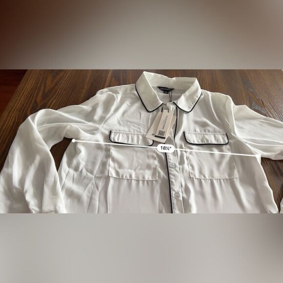 HaoDuoYi blouse women’s XL button down top black‎ white NWT - Picture 11 of 13